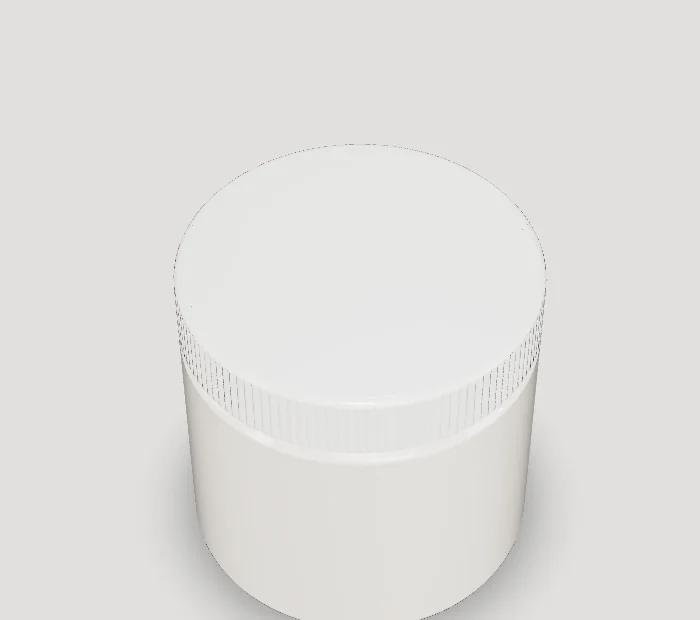 White cosmetic jar with a knurled screw cap, rendered in the Packgami studio